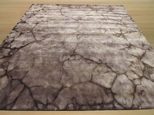 EORC Handmade Wool Brown Contemporary Abstract Dip Dyed Rug