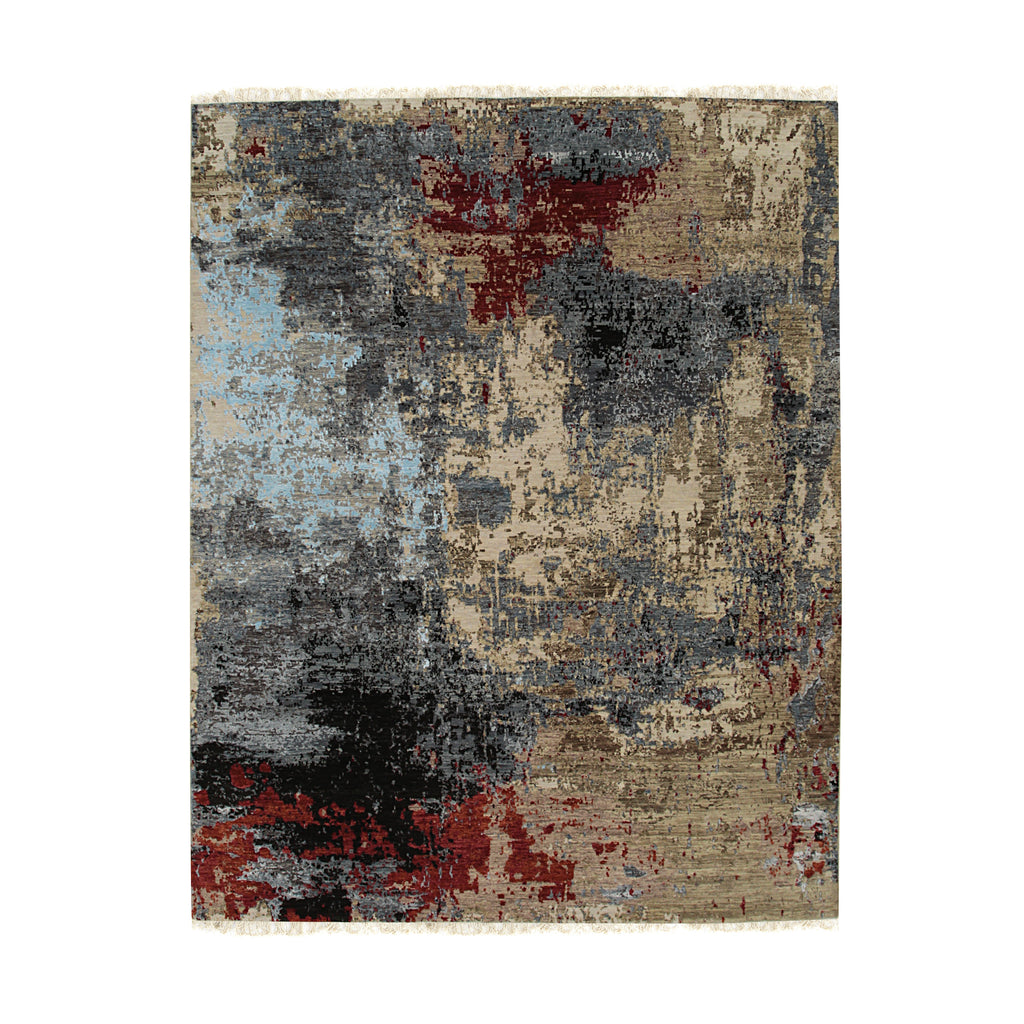 EORC Gray Hand Knotted Wool Galaxy Rug