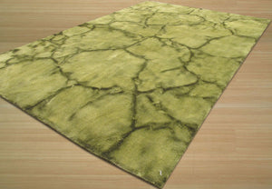 EORC Handmade Wool Green Contemporary Abstract Dip Dyed Rug
