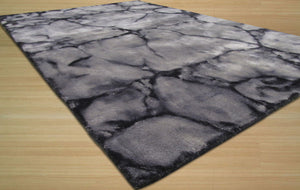 EORC Handmade Wool Gray Contemporary Abstract Dip Dyed Rug