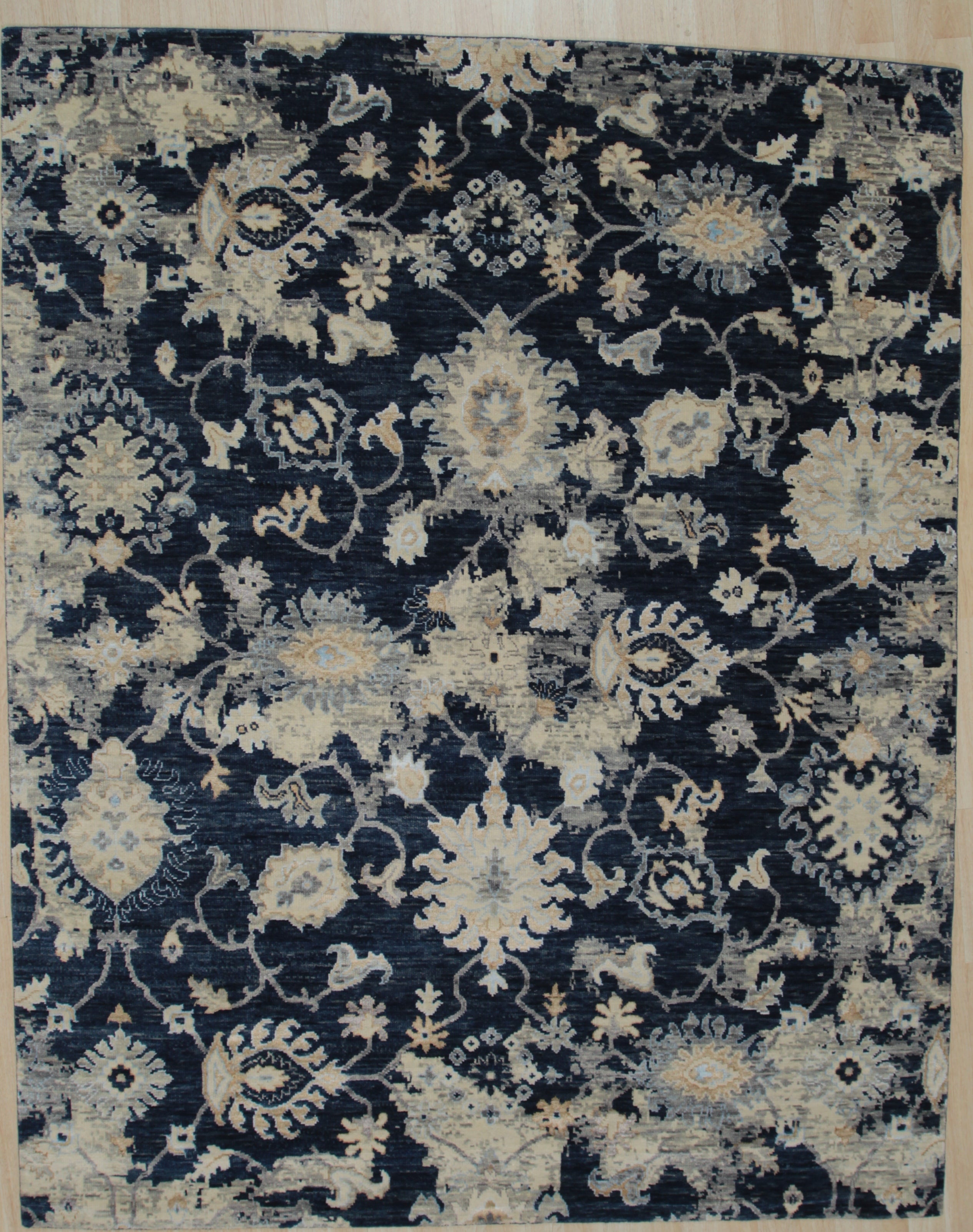 EORC Blue Hand Knotted Wool Galaxy Rug