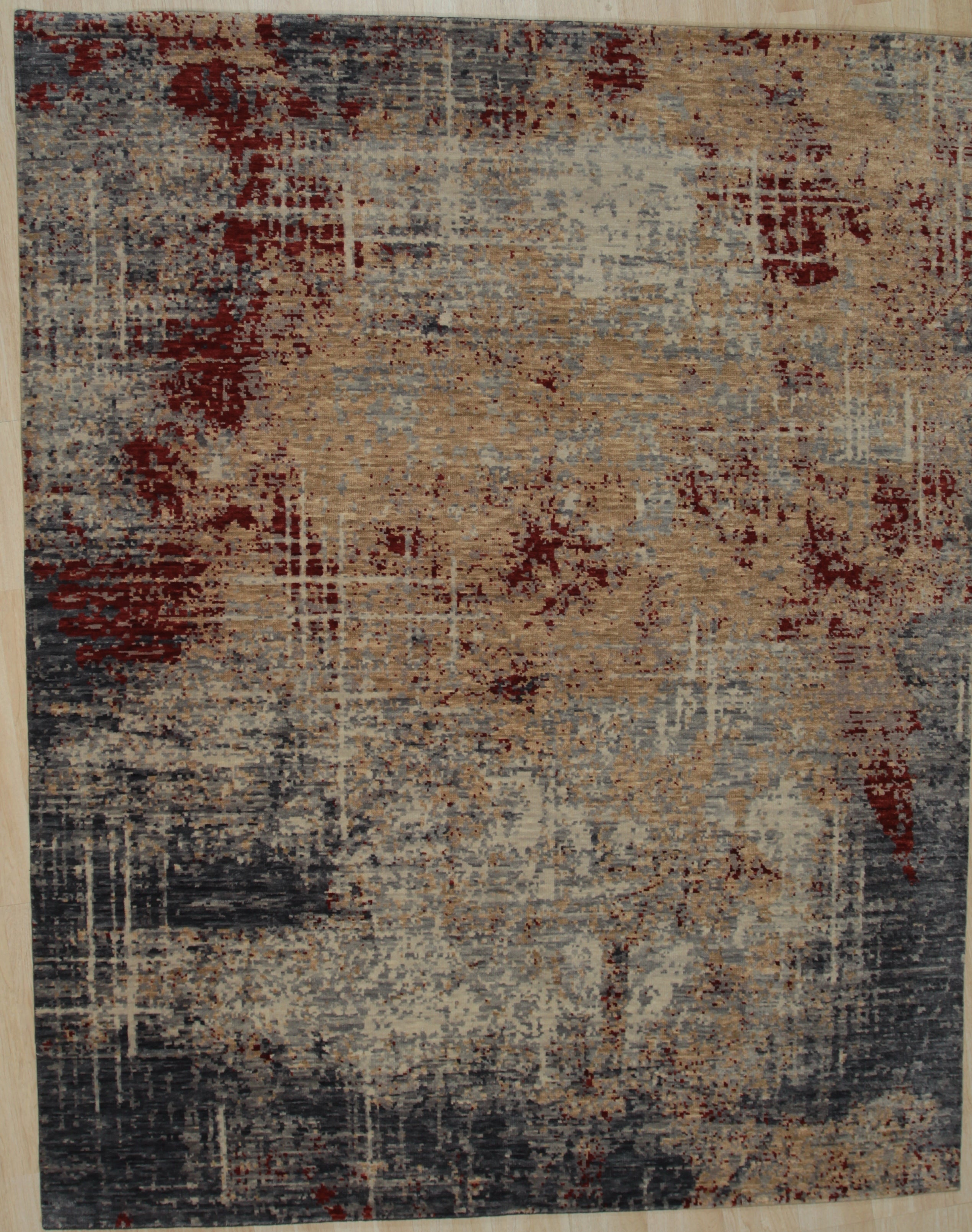 EORC Gray Hand Knotted Wool Galaxy Rug