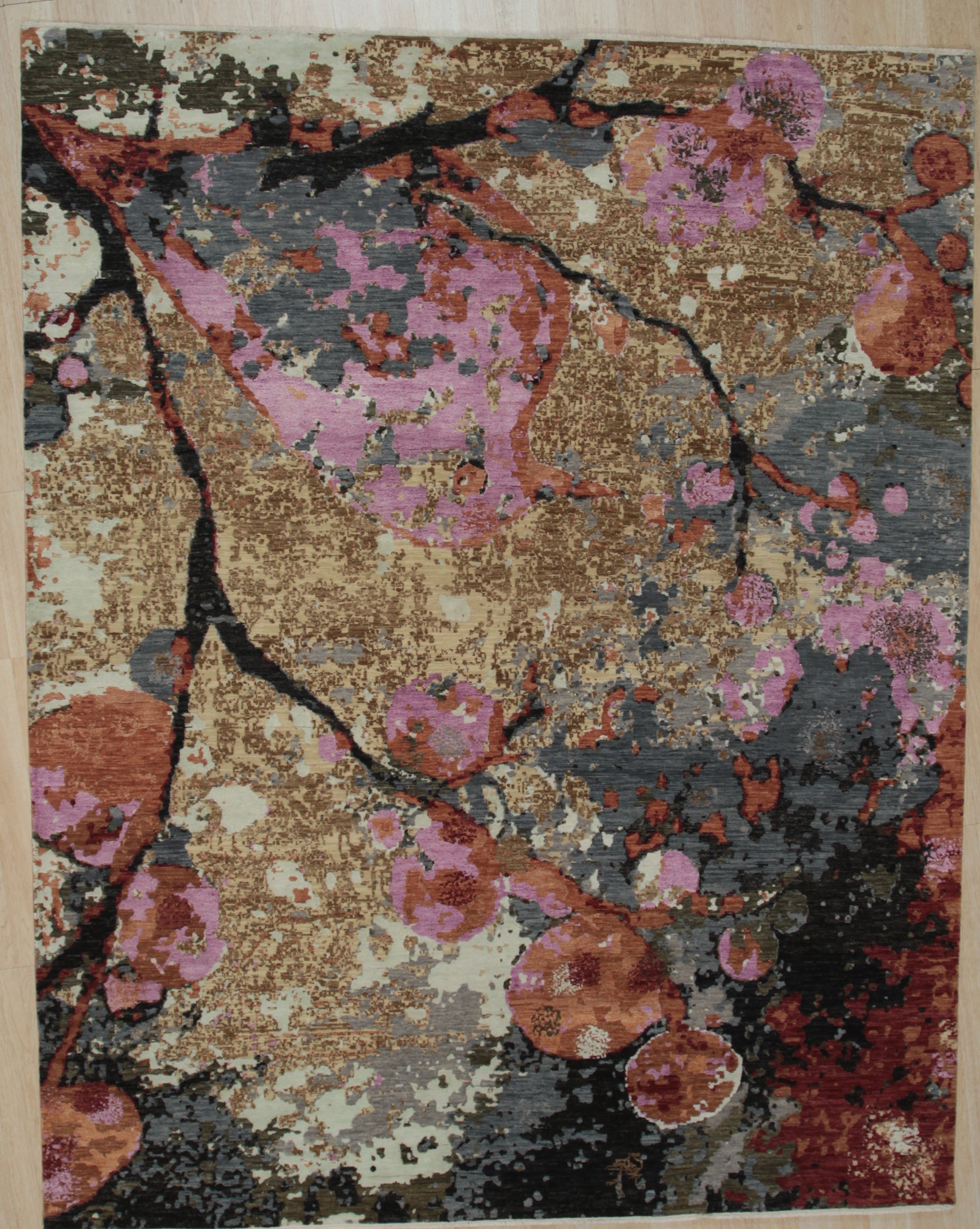 EORC Gray Hand Knotted Wool Galaxy Rug