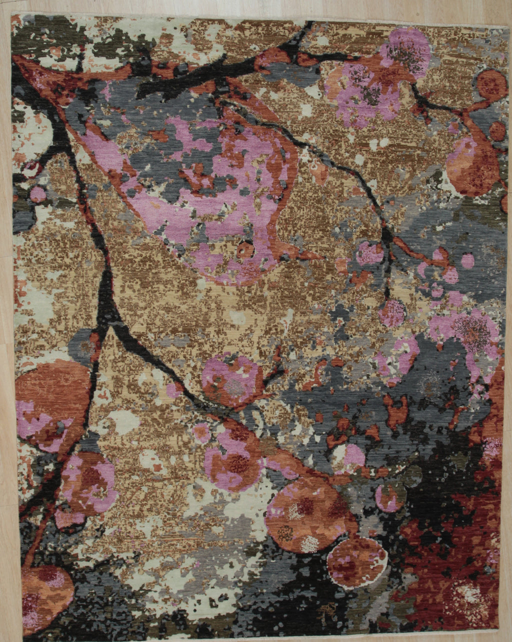 EORC Gray Hand Knotted Wool Galaxy Rug