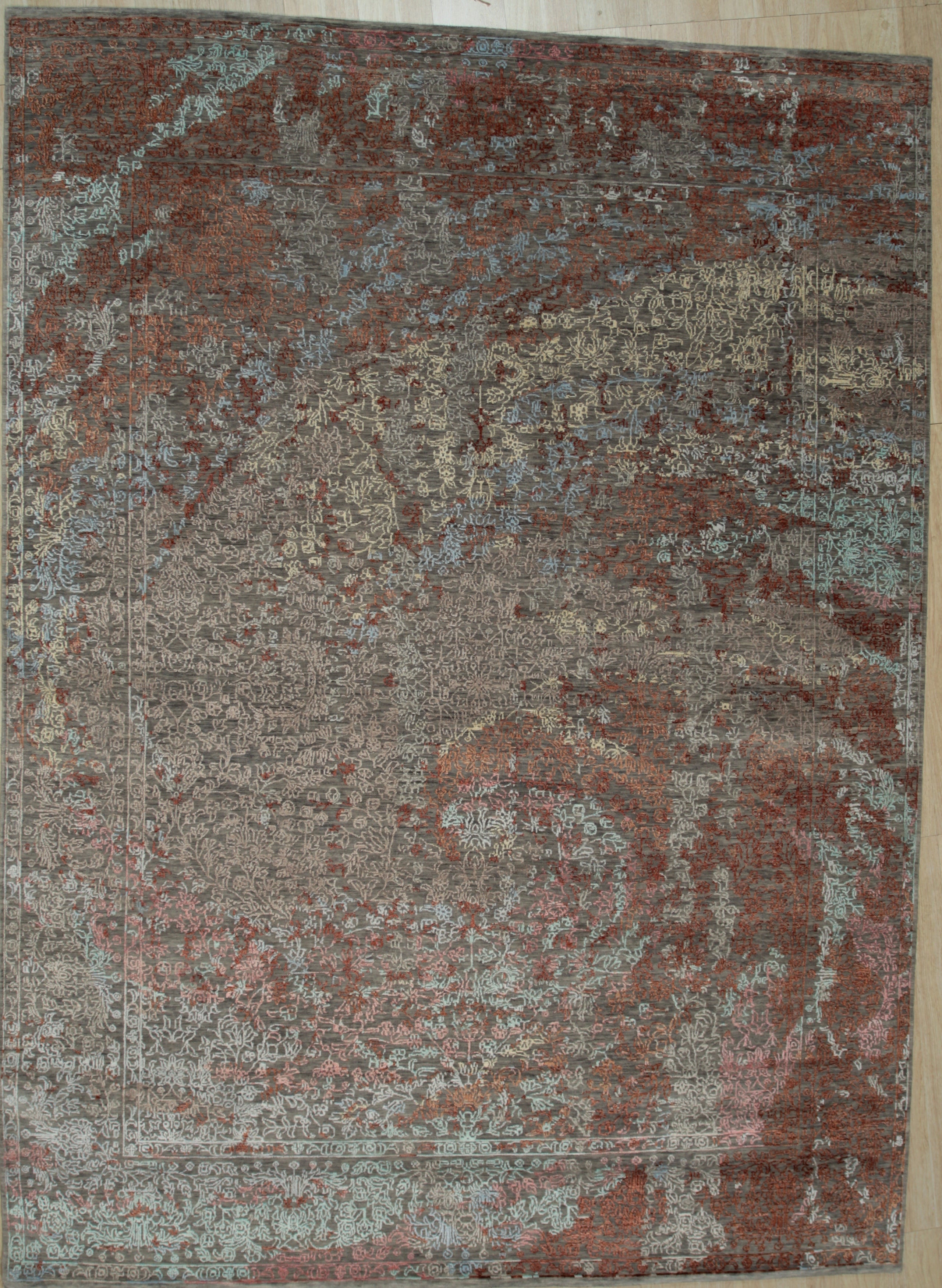 EORC Gray Hand Knotted Wool Galaxy Rug