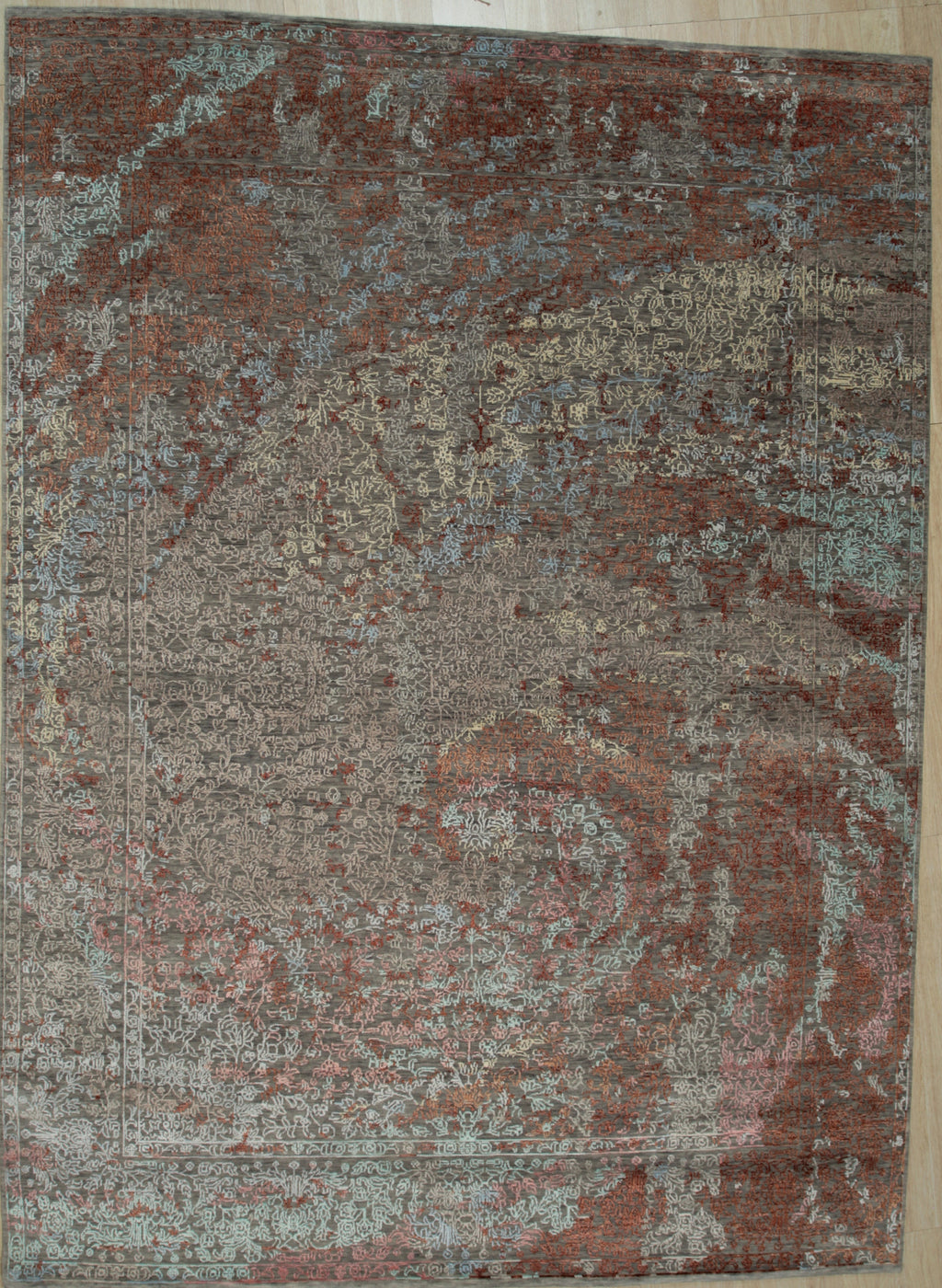 EORC Gray Hand Knotted Wool Galaxy Rug