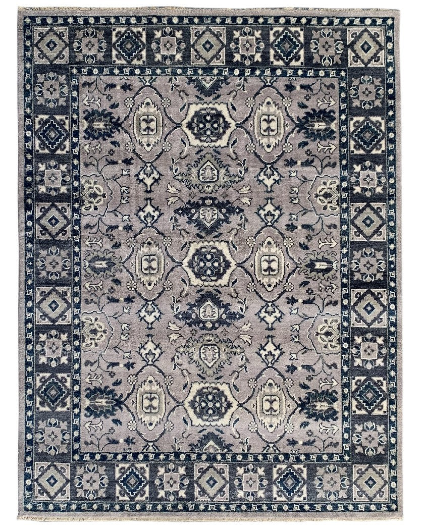 EORC Gray Hand Knotted Wool Rina Rug