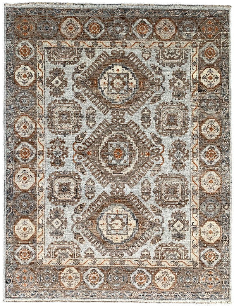 EORC Ivory/Beige Hand Knotted Wool Kazak Collection Rug