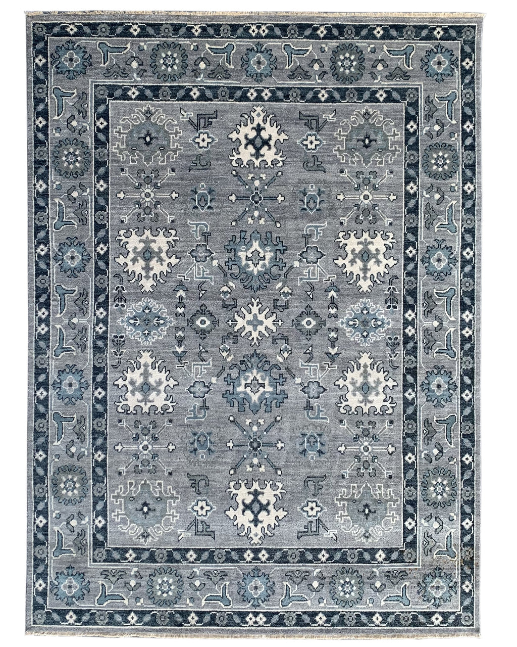 EORC Silver Hand Knotted Wool Oushak Rug