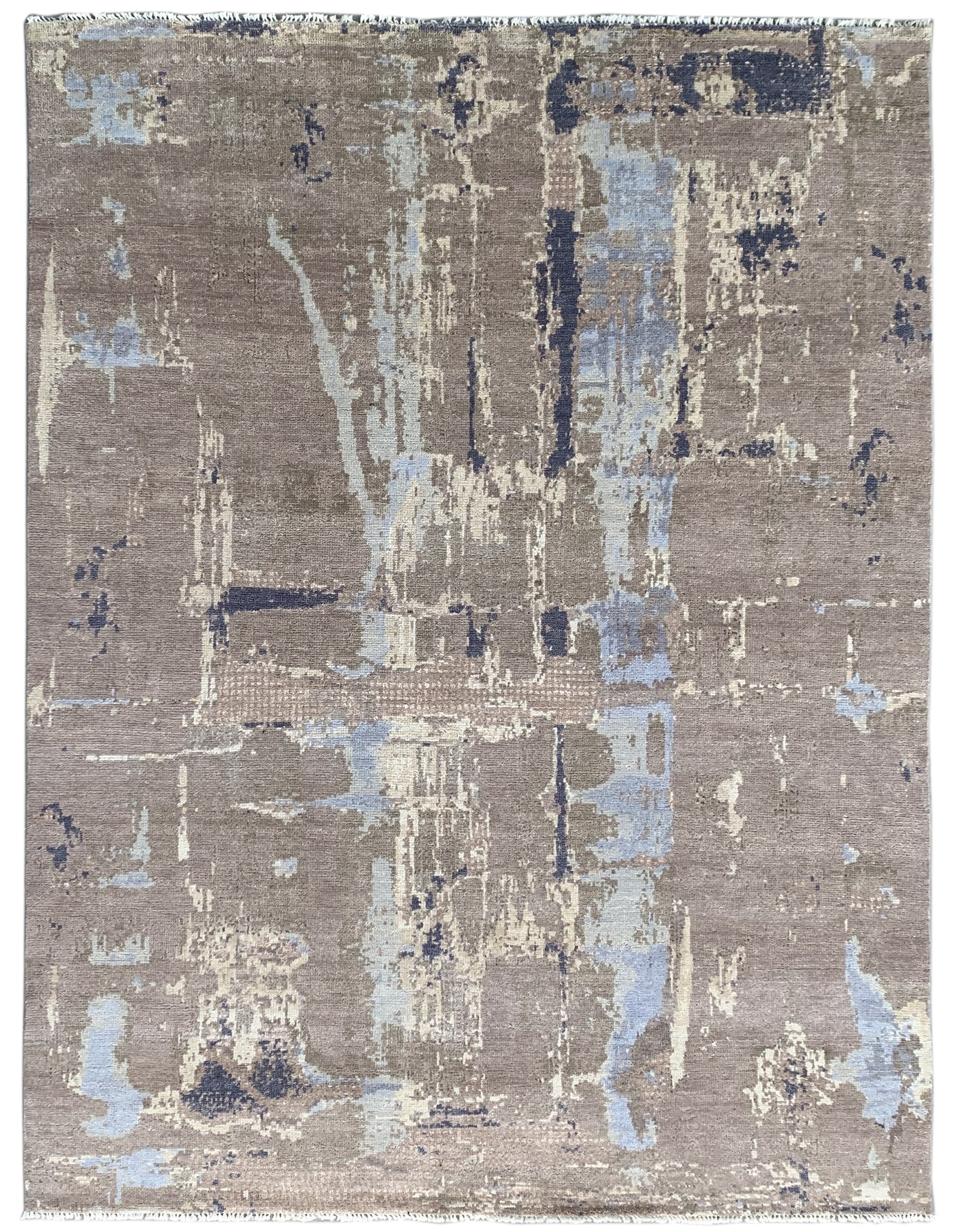 EORC Gray Hand Knotted Wool Knot Rug