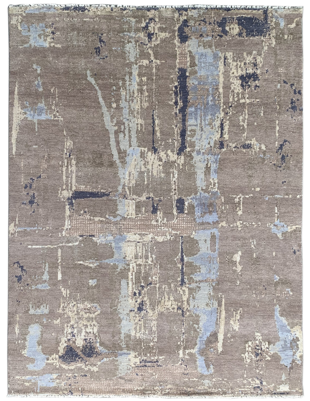 EORC Gray Hand Knotted Wool Knot Rug