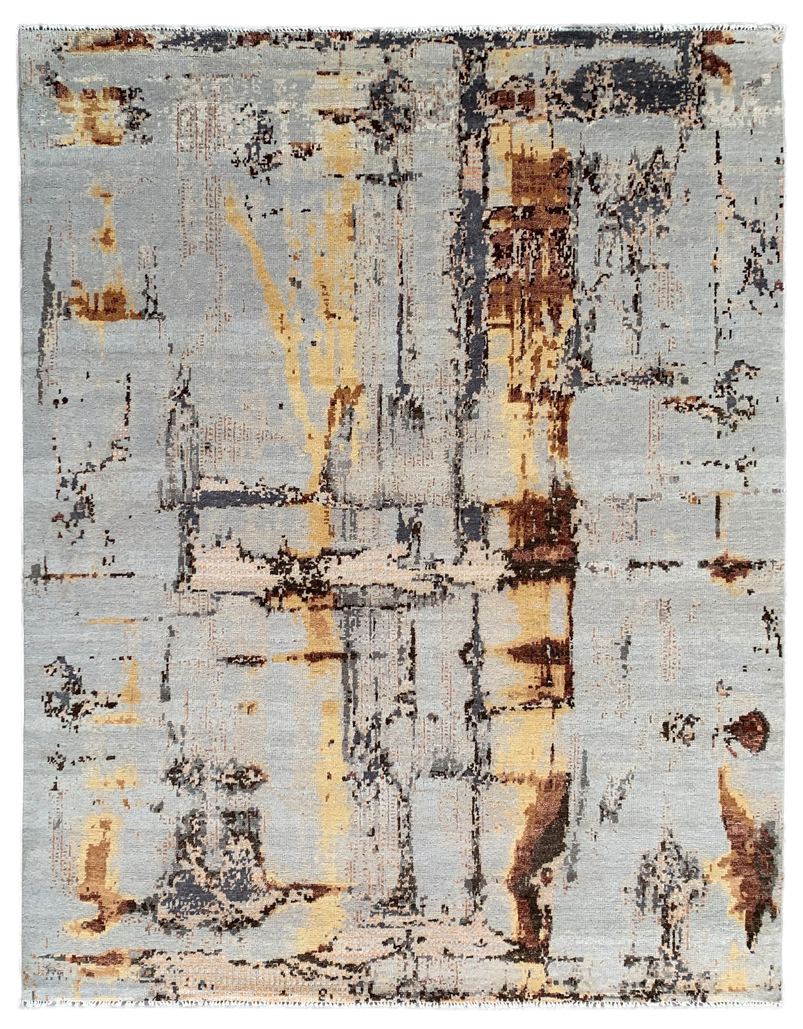 EORC Gray/Gold Hand Knotted Wool Knot Rug
