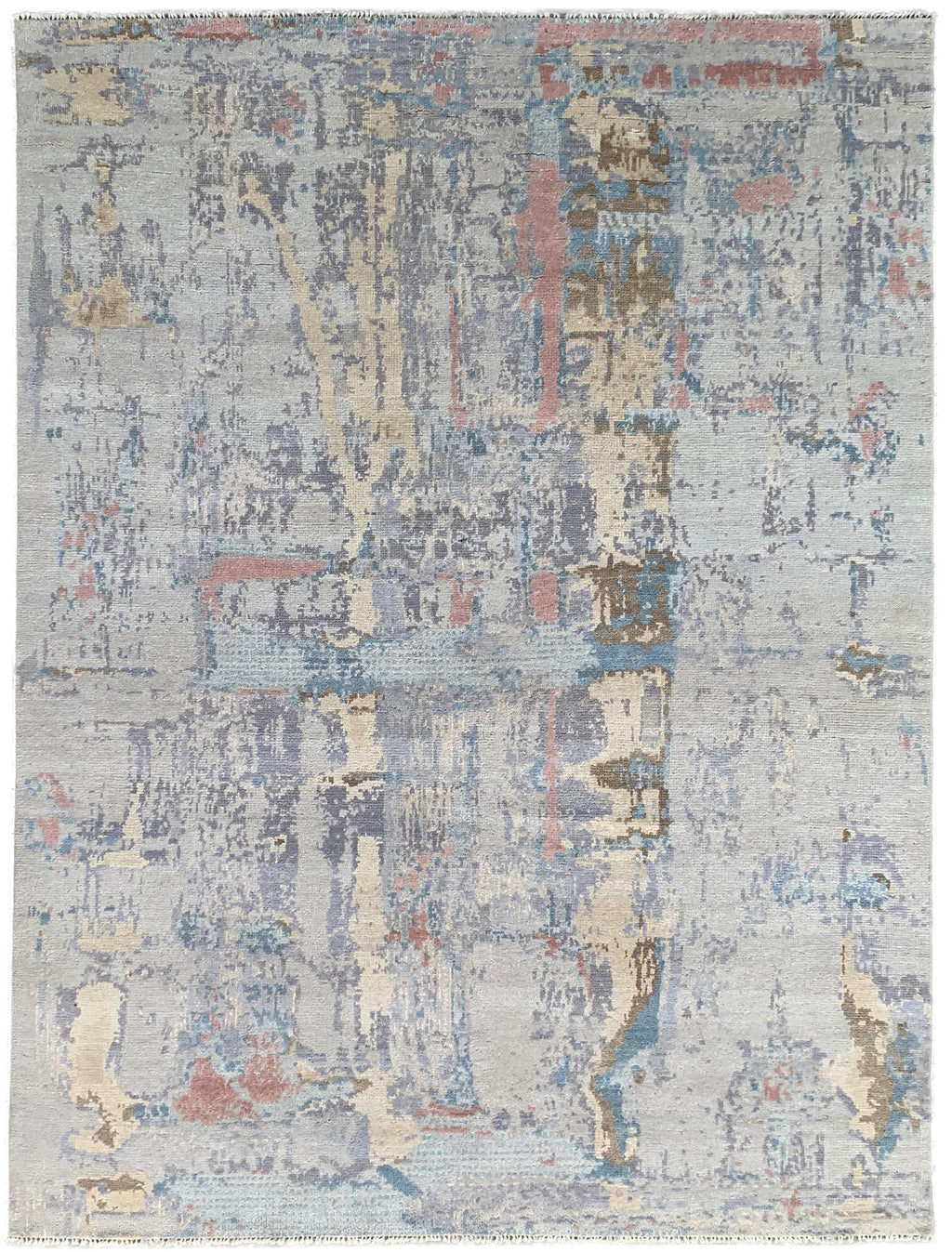 EORC Gray Multi Hand Knotted Wool Knot Rug