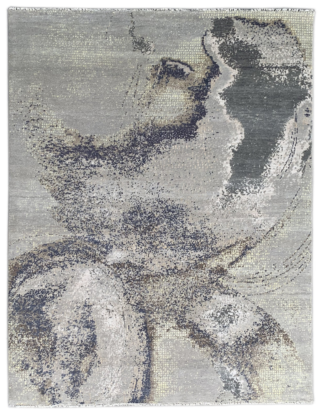 EORC Gray Hand Knotted Wool Knot Rug