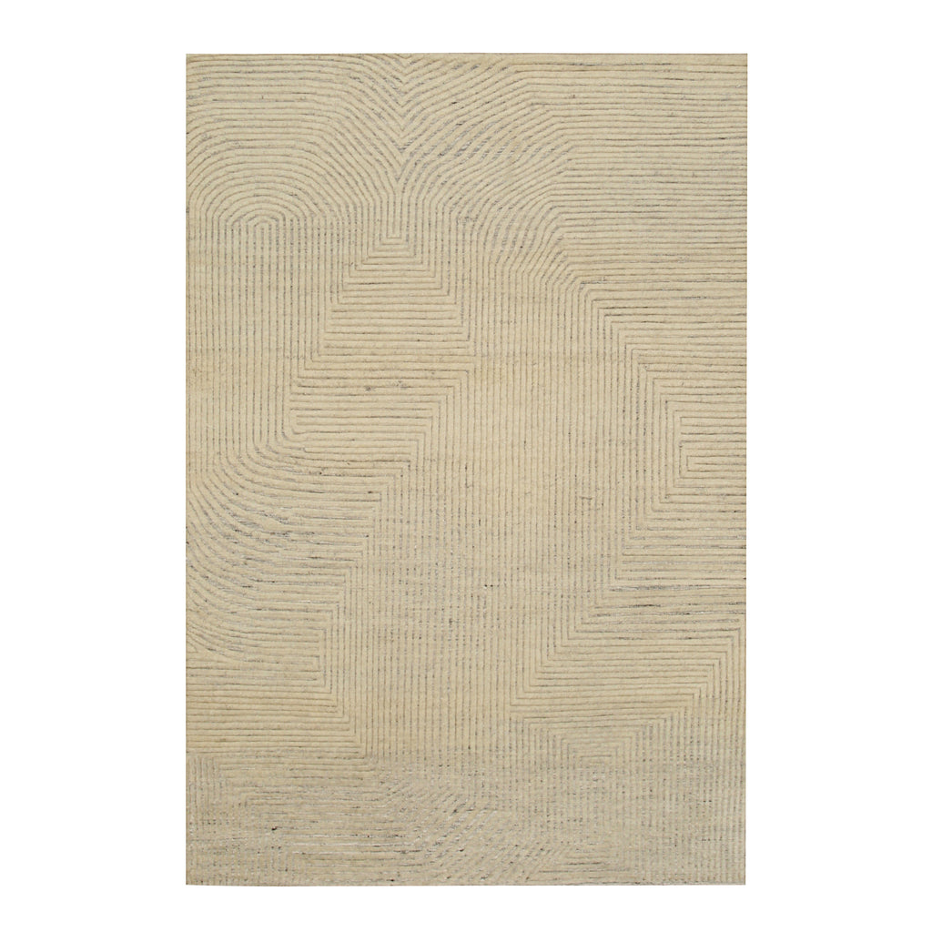 EORC Ivory Hand Knotted Wool Knot Rug