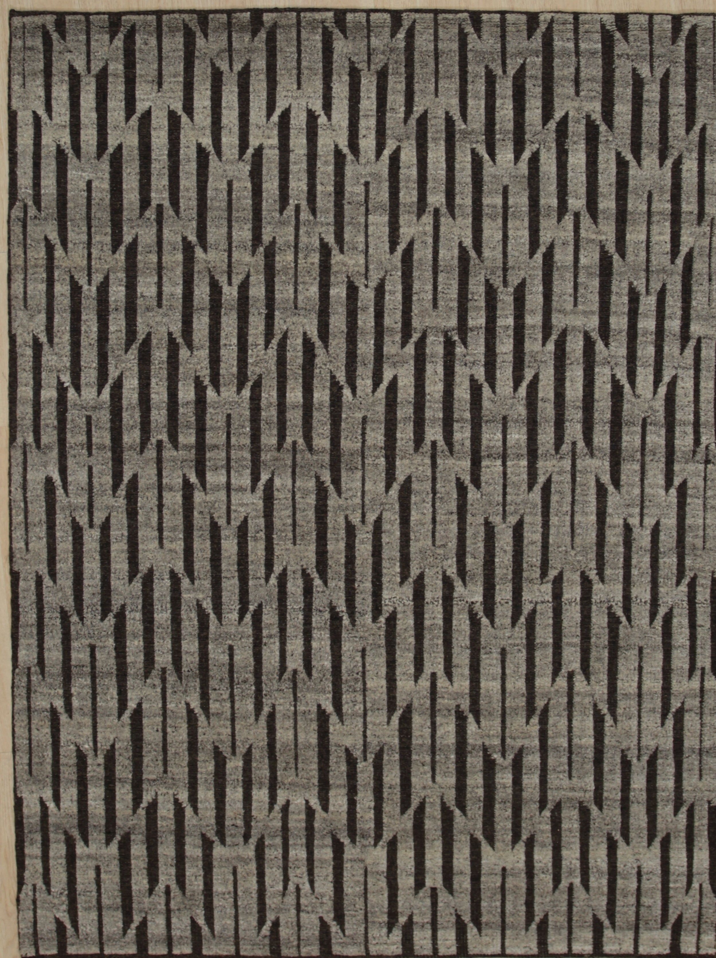 EORC Gray Hand Knotted Wool Knot Rug