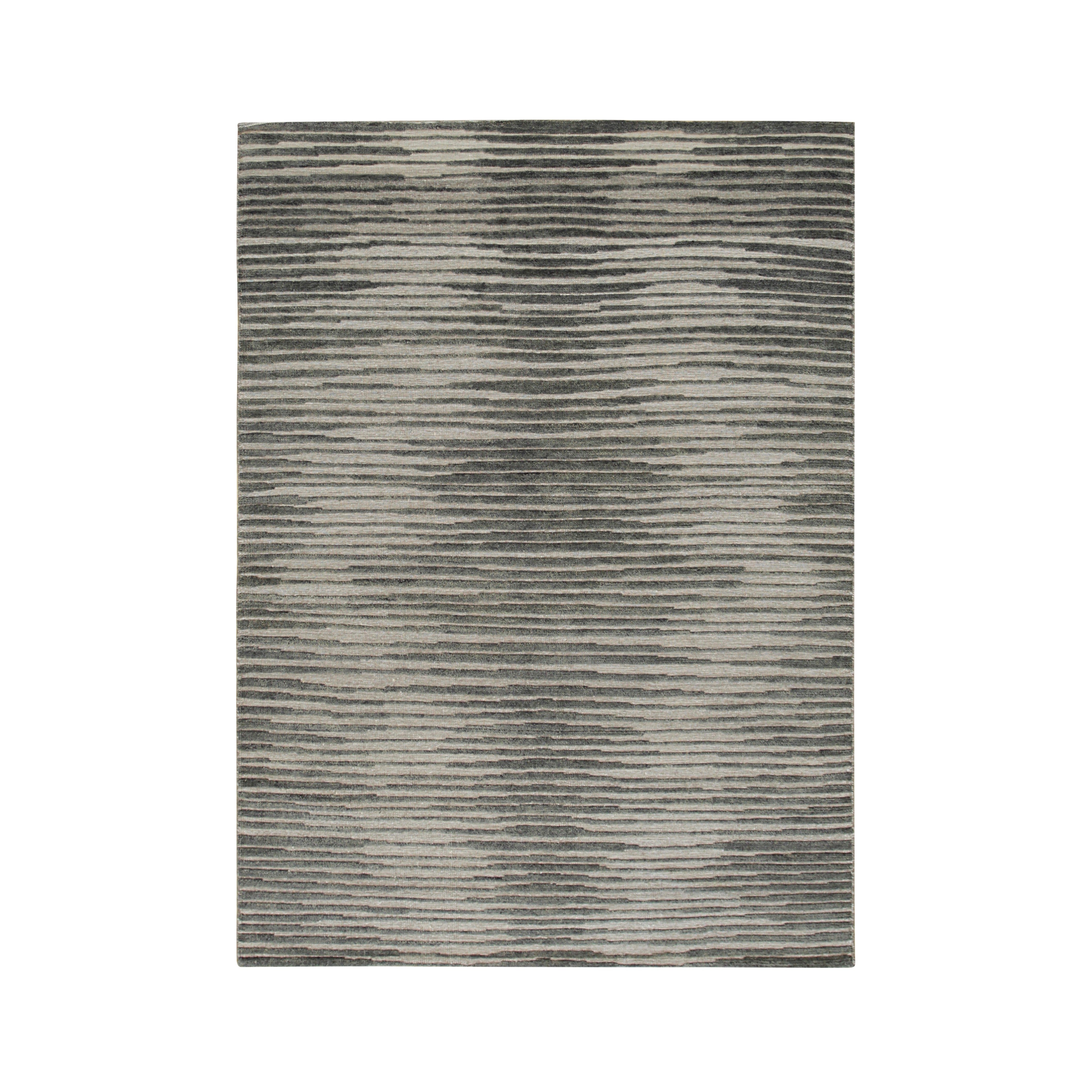 EORC Gray Hand Knotted Wool Knot Rug