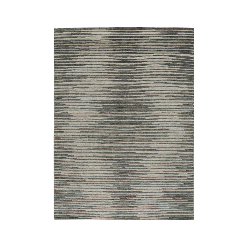 EORC Gray Hand Knotted Wool Knot Rug