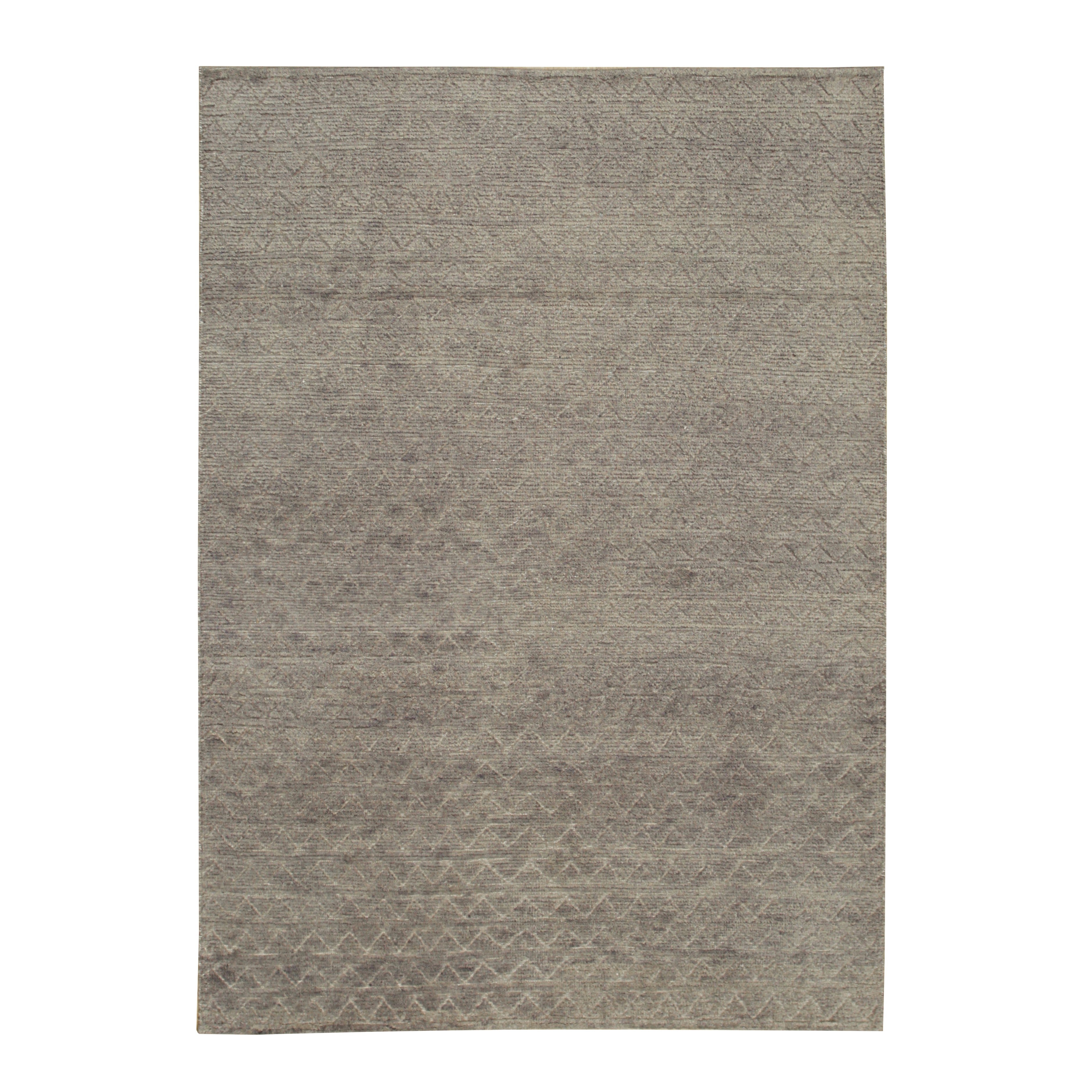EORC Gray Hand Knotted Wool Knot Rug
