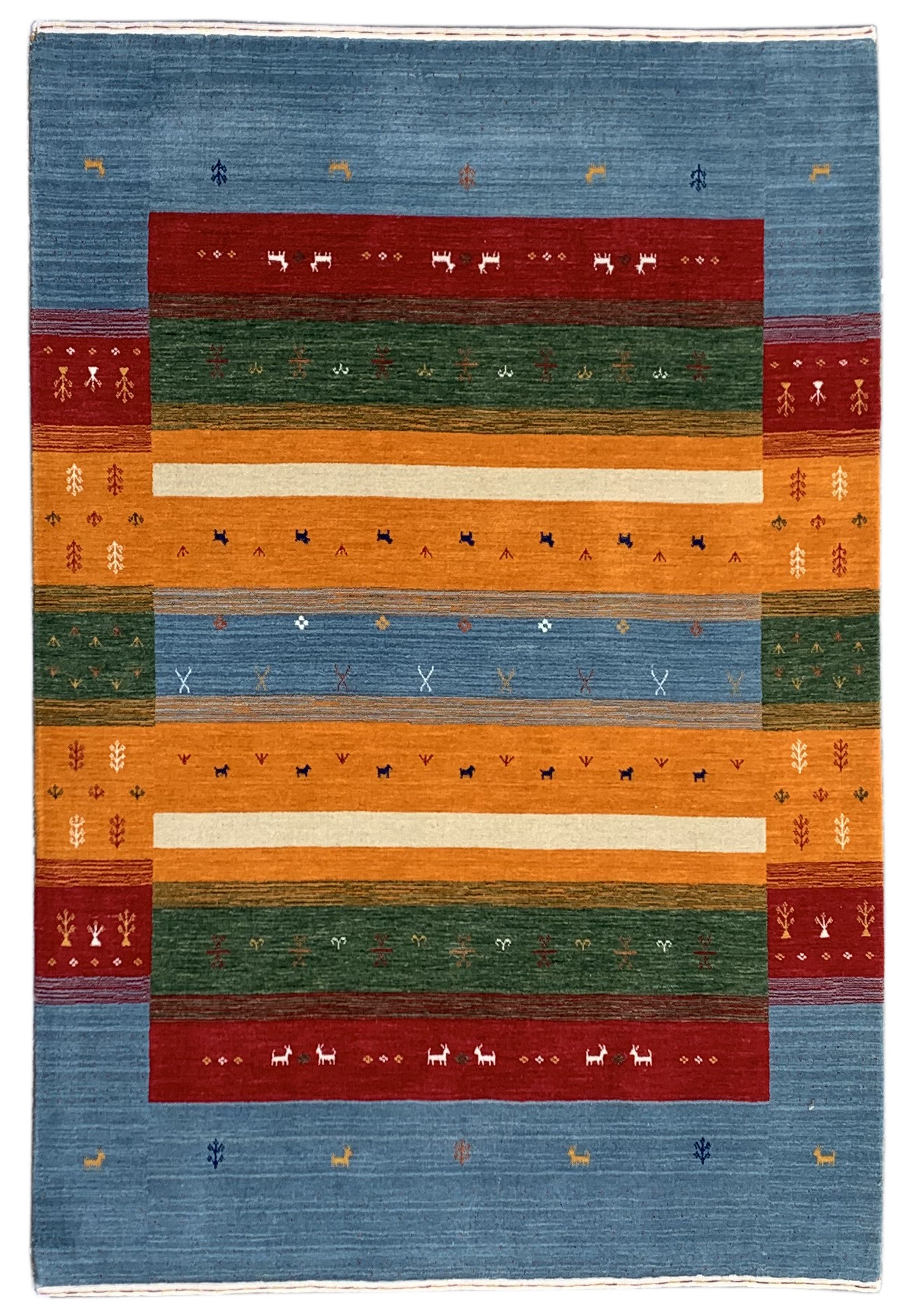 EORC Sky Blue Handmade Wool Gabbeh Rug