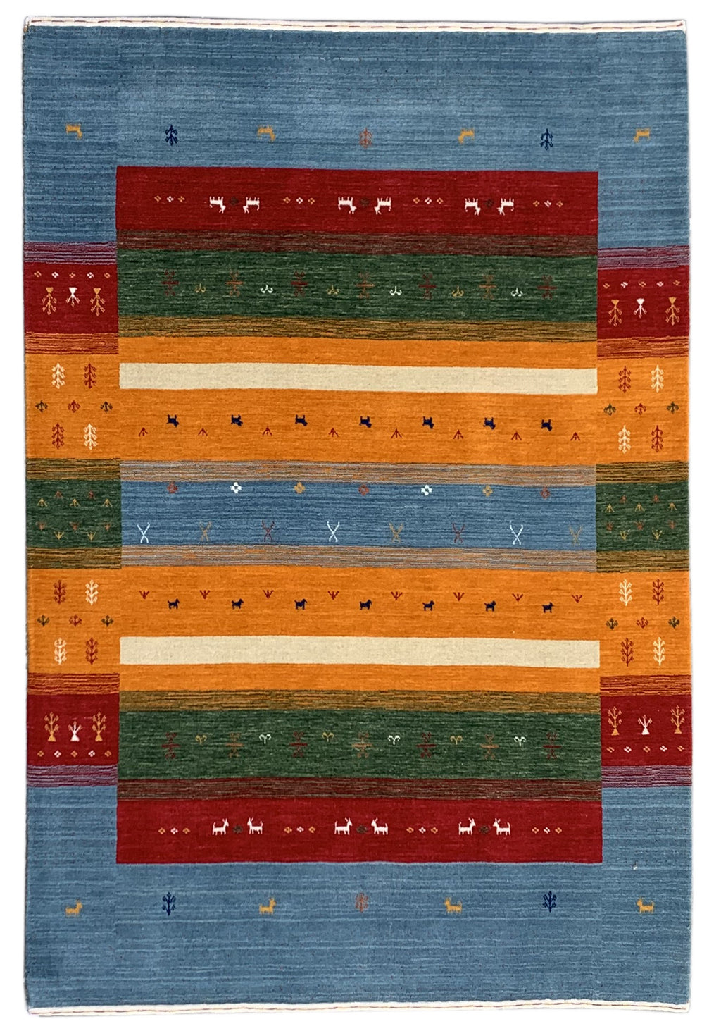 EORC Sky Blue Handmade Wool Gabbeh Rug