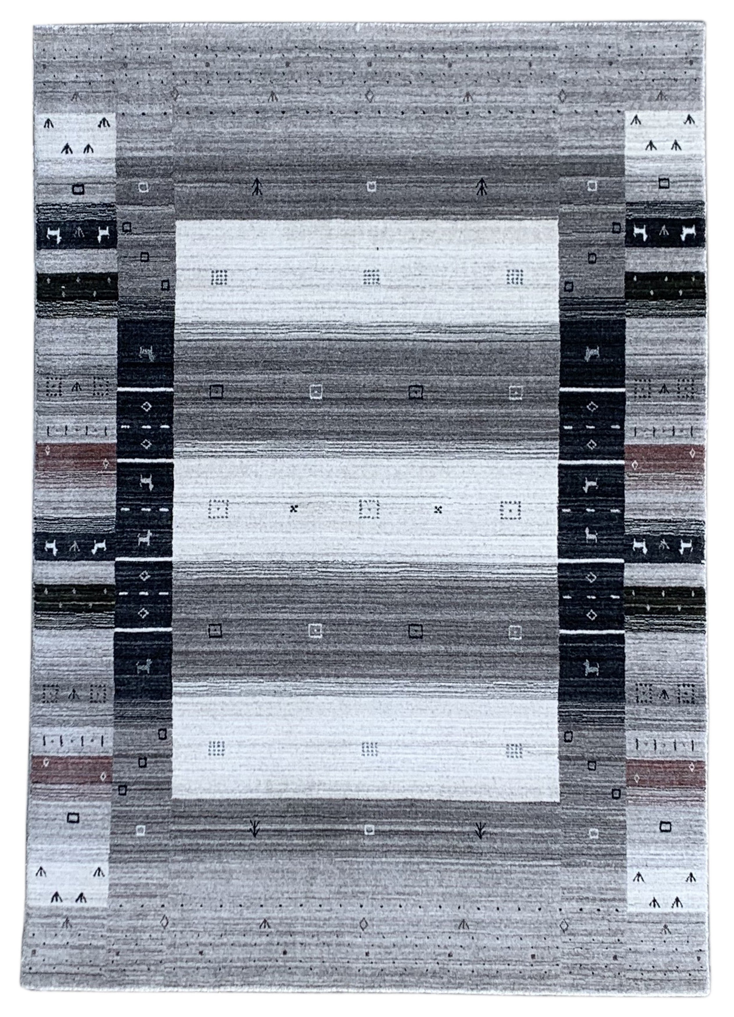 EORC Gray Handmade Wool Gabbeh Rug