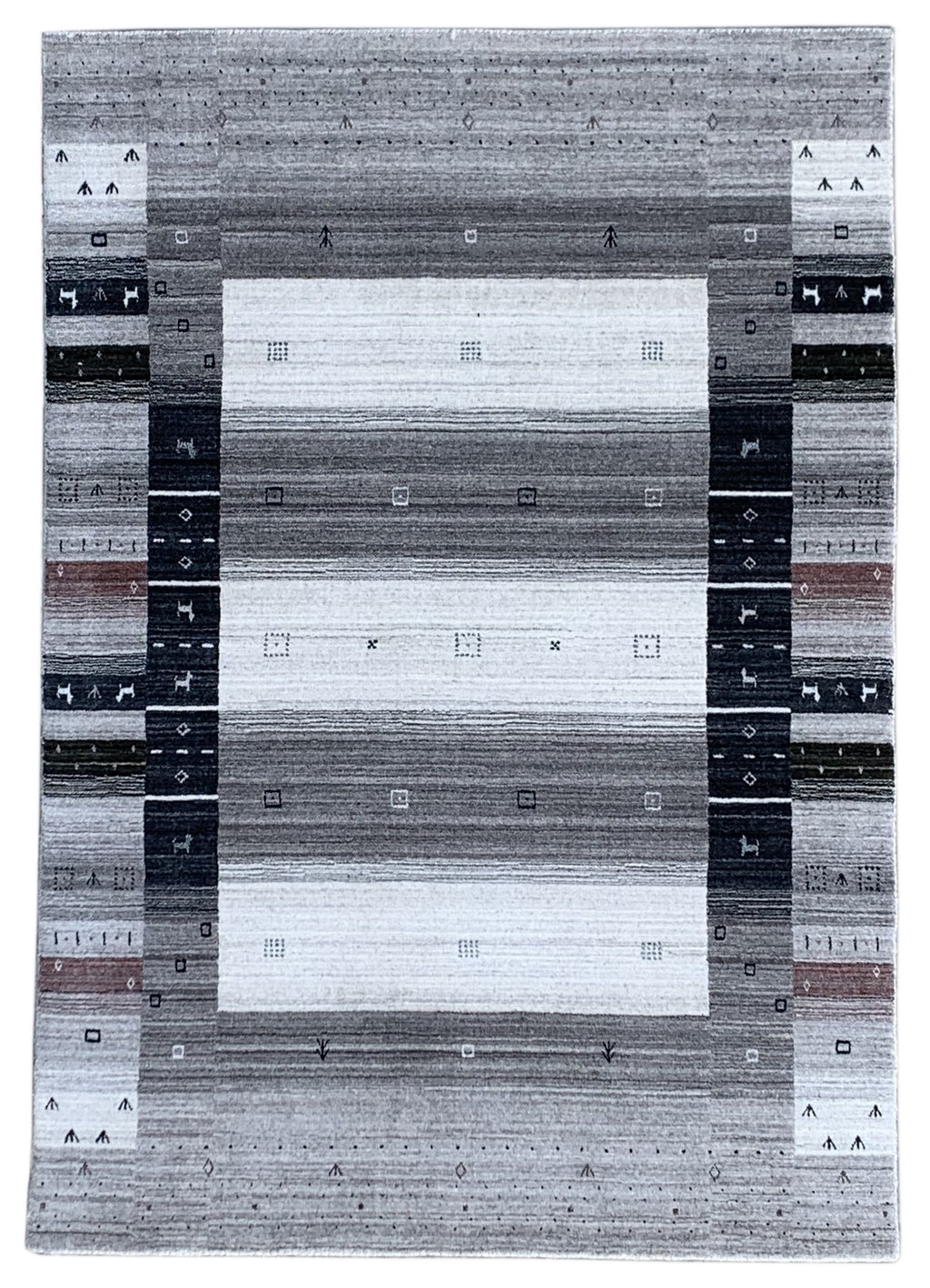 EORC Gray Handmade Wool Gabbeh Rug