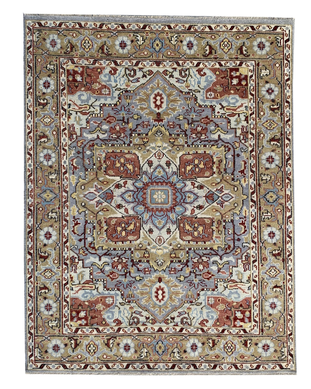 EORC Navy/Gold Hand Knotted Wool Heriz Serapi Rug