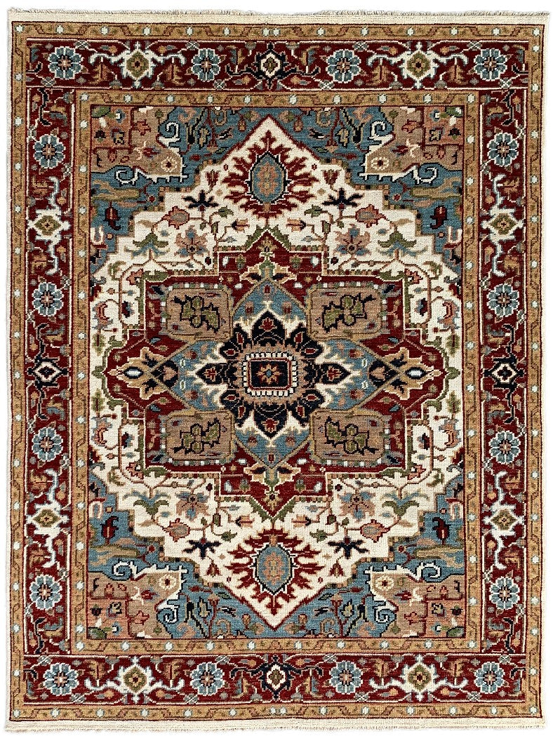 EORC Ivory Hand Knotted Wool Heriz Serapi Rug