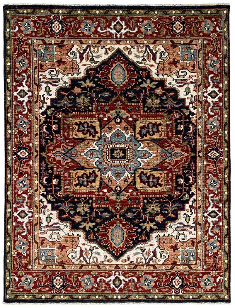 EORC Navy Hand Knotted Wool Heriz Serapi Rug