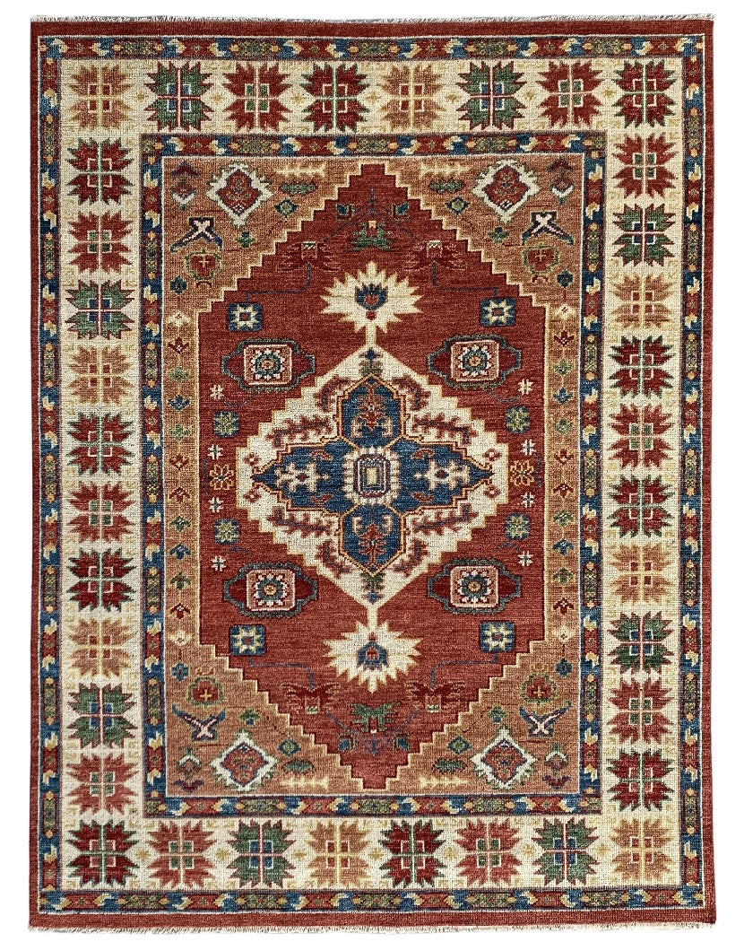 EORC Rust/Beige Hand Knotted Wool Serapi Rug