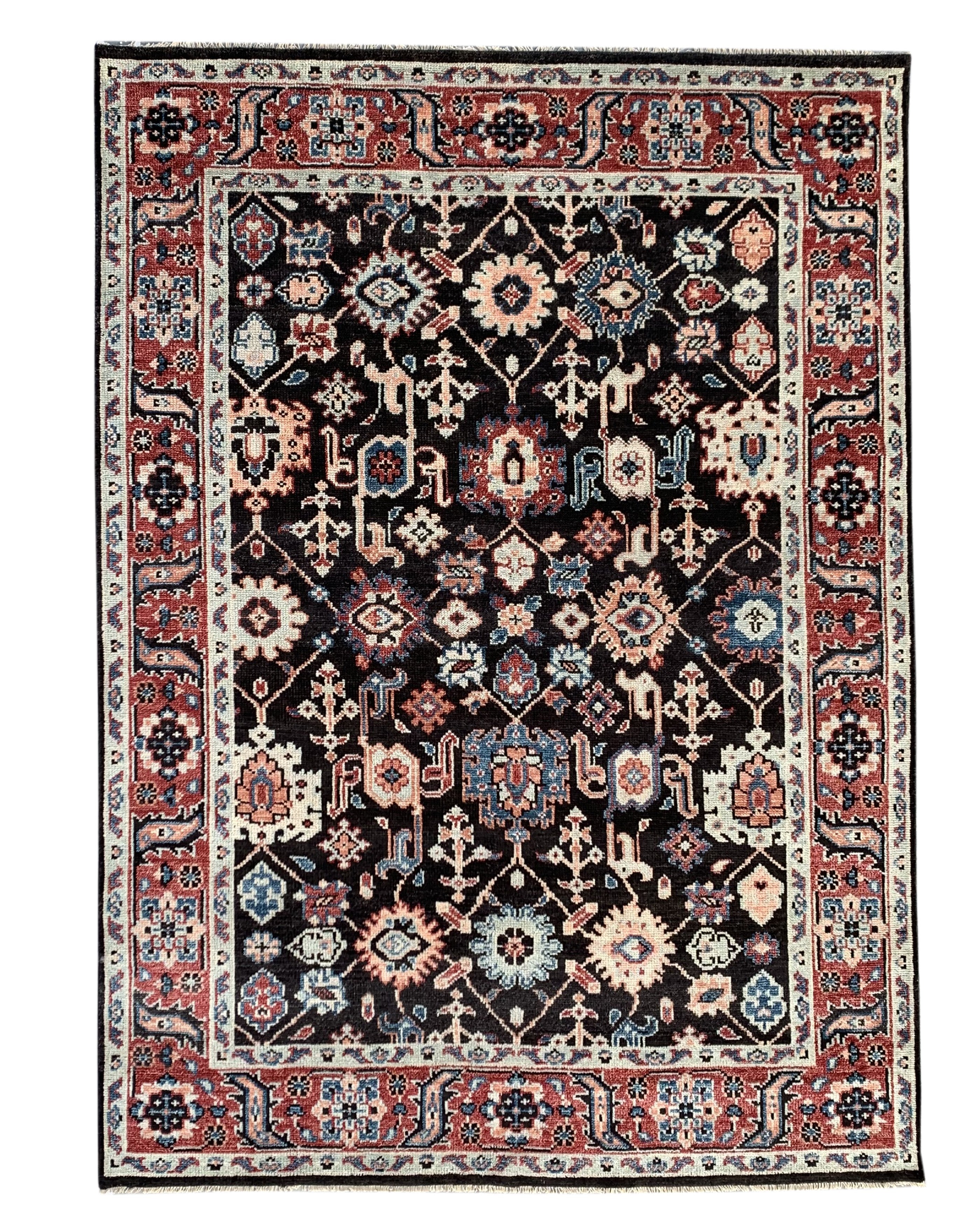 EORC Brown/Red Hand Knotted Wool Serapi Rug