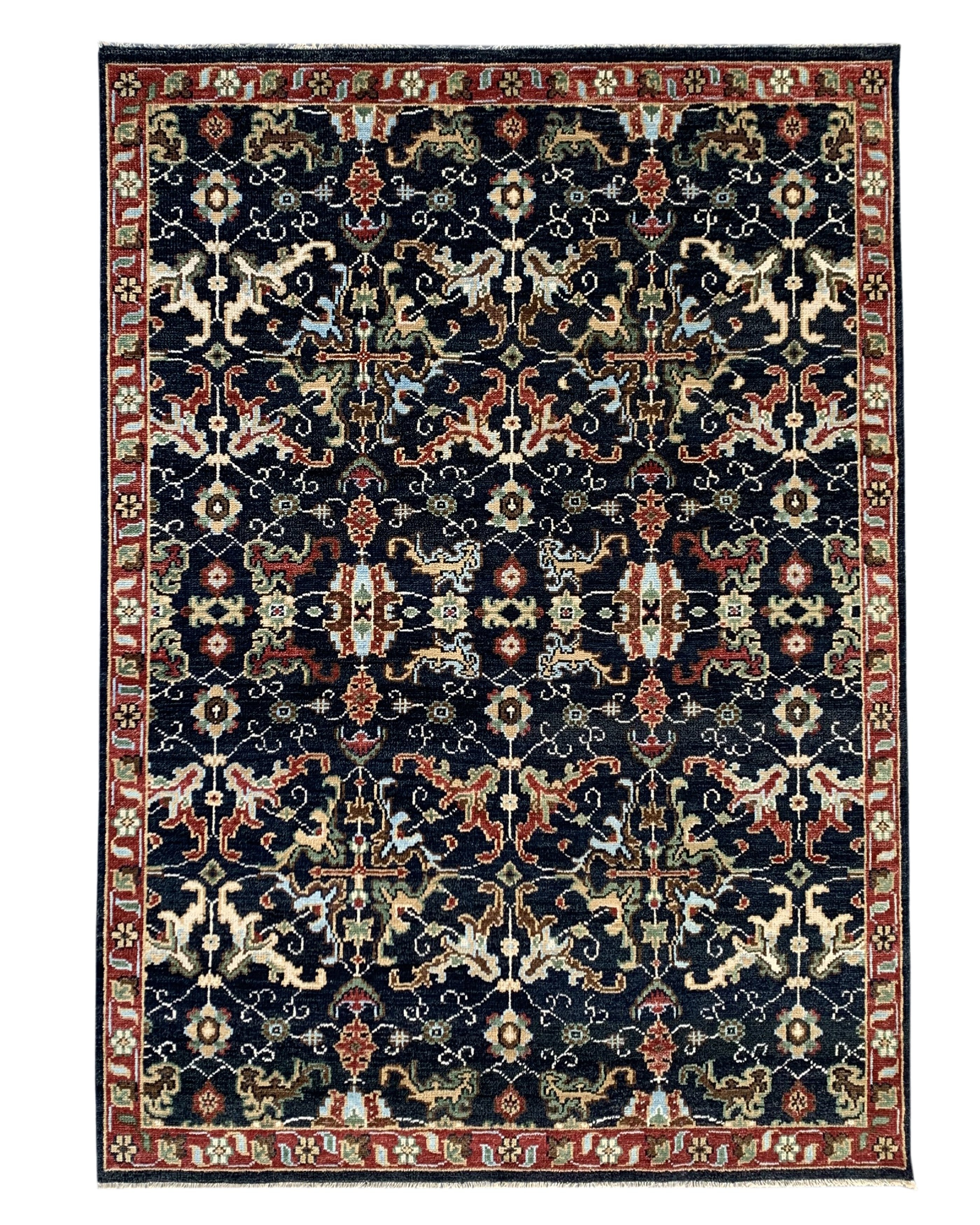 EORC Navy/Red Hand Knotted Wool Serapi Rug