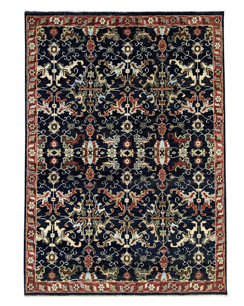 EORC Navy/Red Hand Knotted Wool Serapi Rug