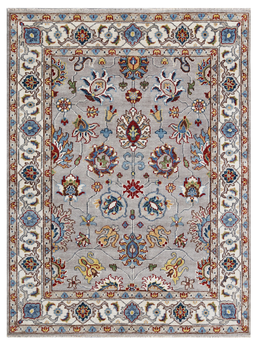 EORC Gray Hand Knotted Wool Tabriz Rug
