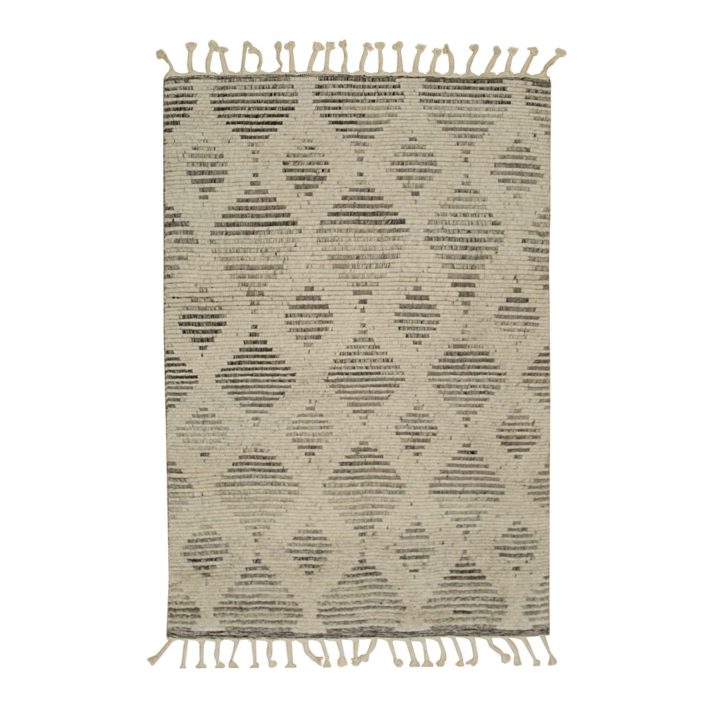 EORC Beige Hand Knotted Wool Knot Rug