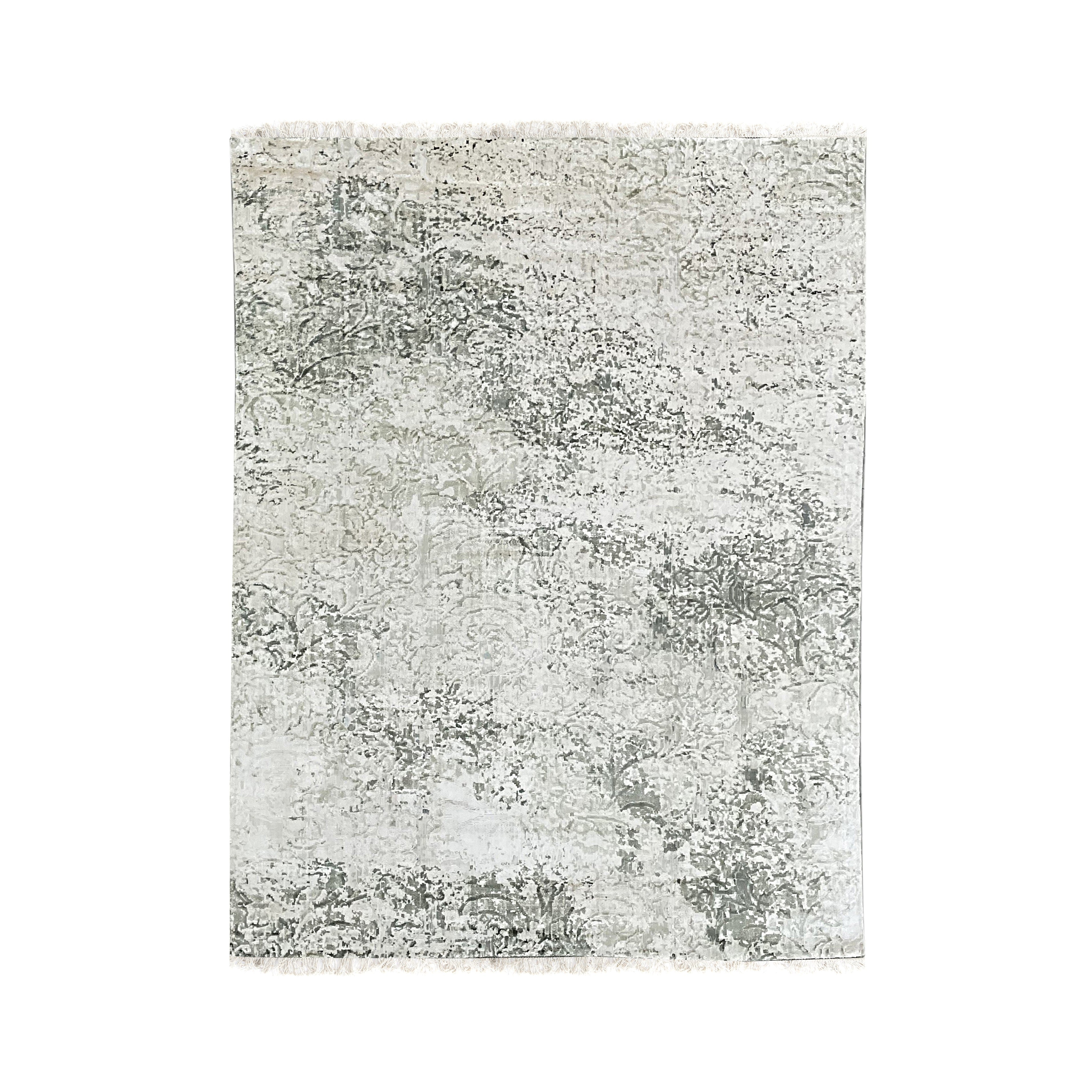 EORC Ivory/Green Hand Knotted Wool Rug