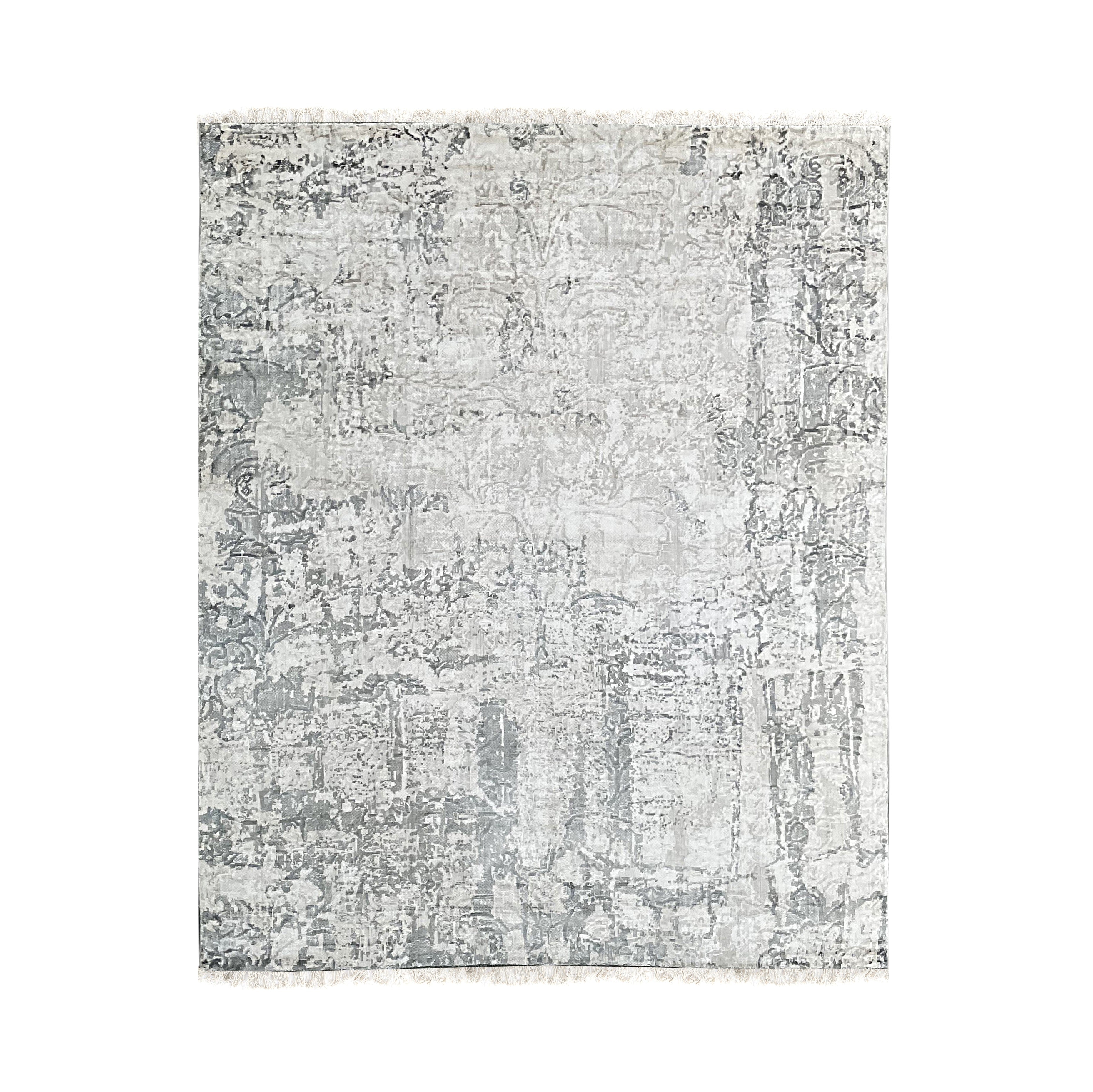 EORC Ivory/Gray Hand Knotted Wool Rug