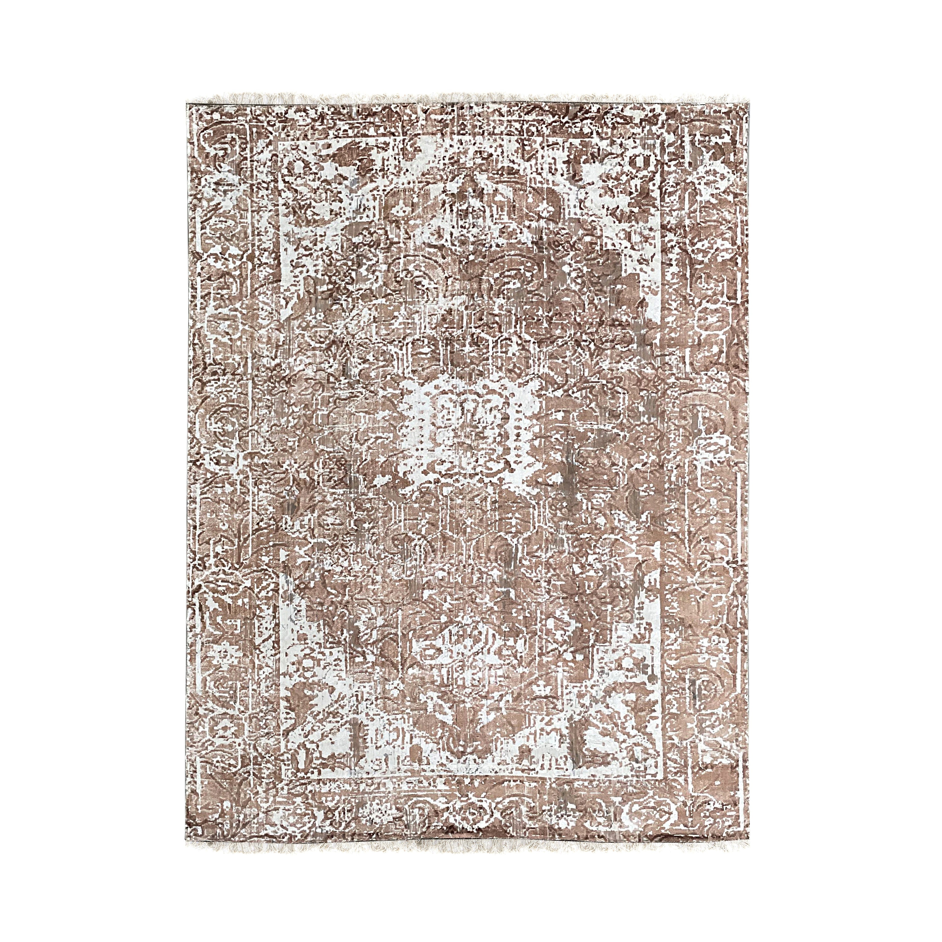 EORC Ivory/Copper Hand Knotted Wool Heriz Rug
