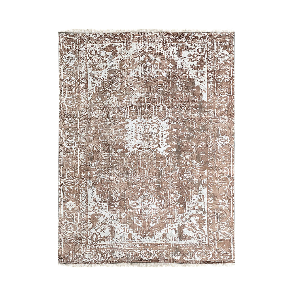 EORC Ivory/Copper Hand Knotted Wool Heriz Rug