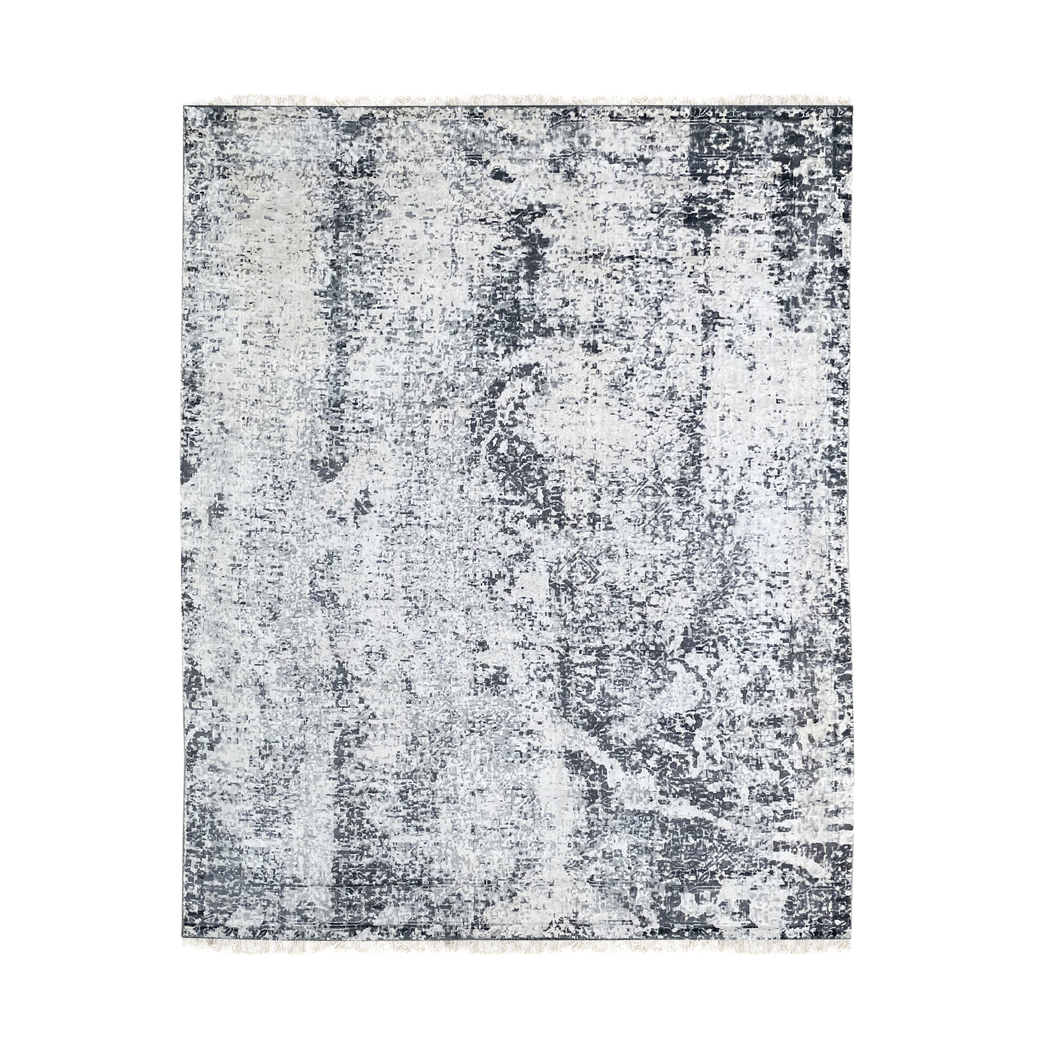 EORC Ivory/Gray Hand Knotted Wool Rug