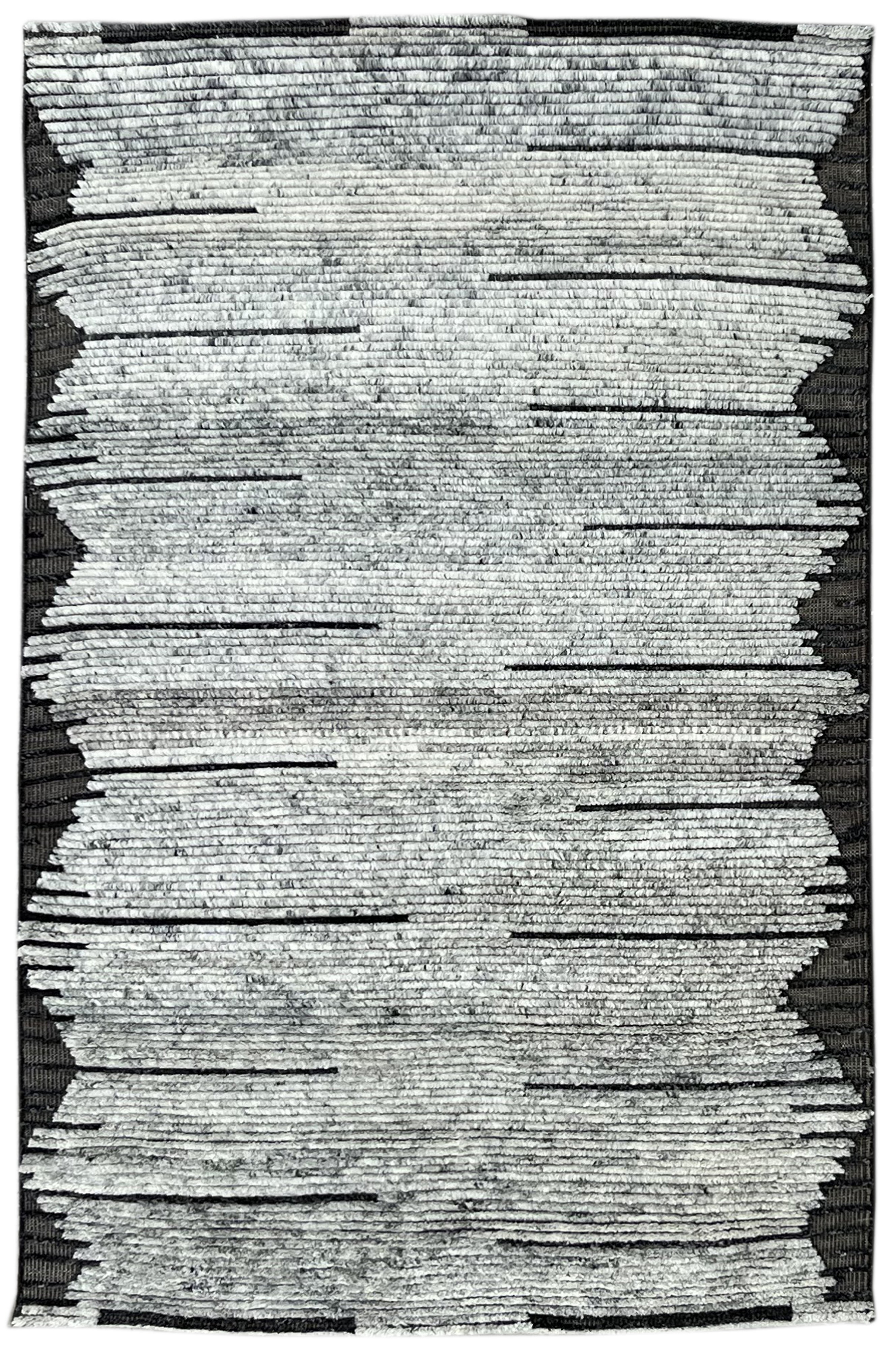 EORC Gray Hand Knotted Wool Rug