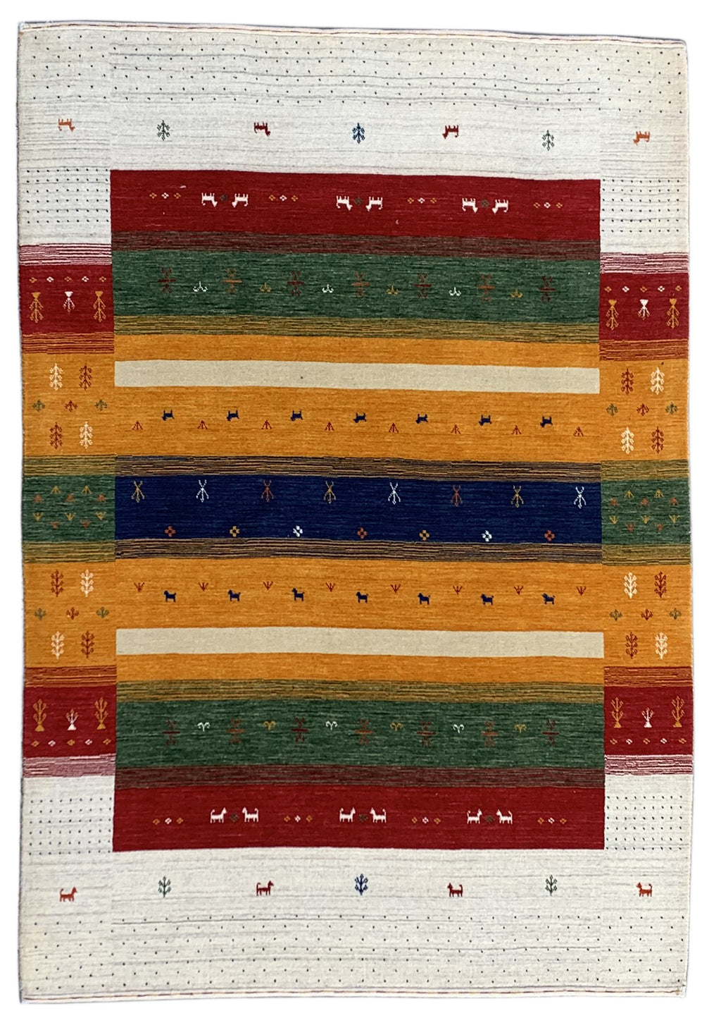 EORC Ivory Handmade Wool Gabbeh Rug