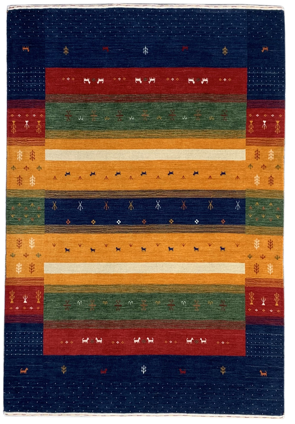 EORC Navy Handmade Wool Gabbeh Rug