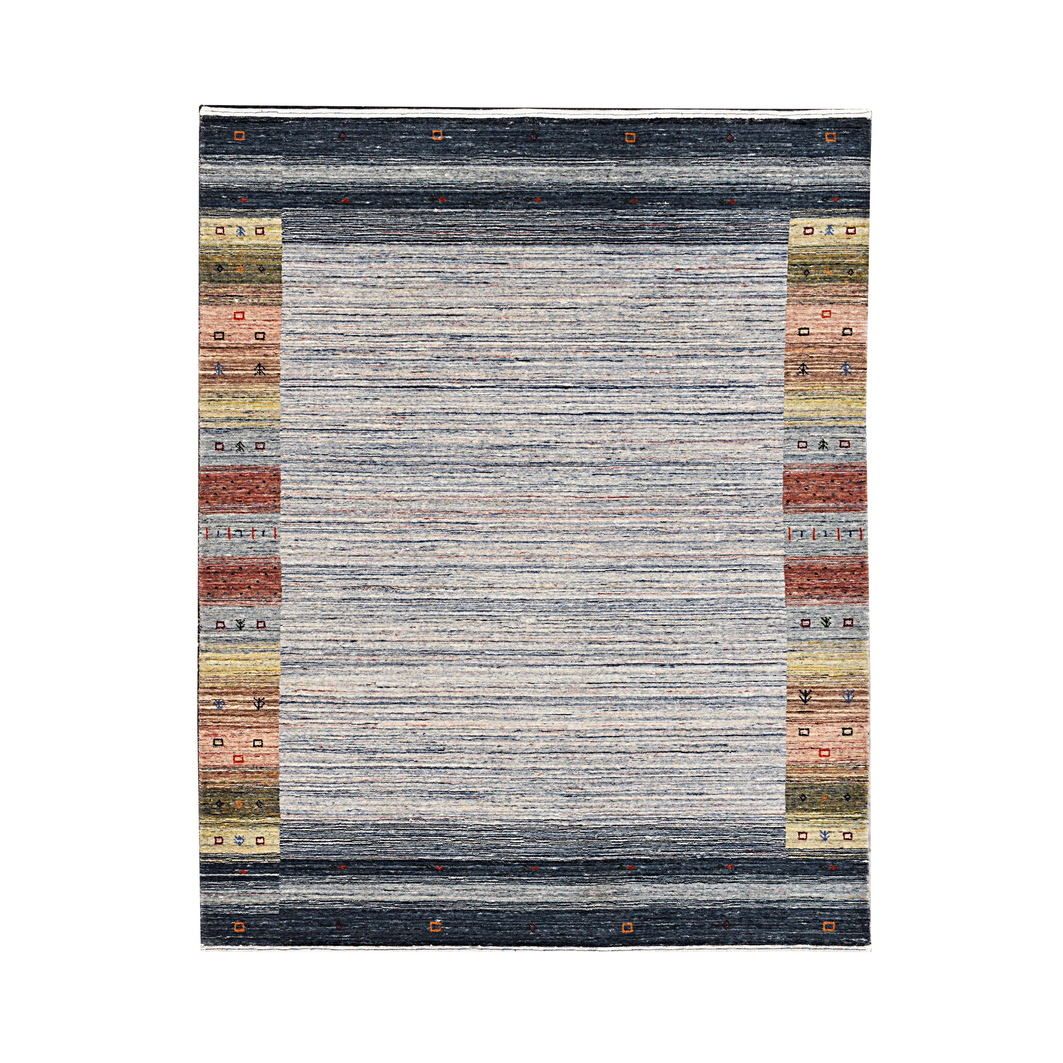 EORC Natural Gray Hand Knotted Wool Gabbeh Rug