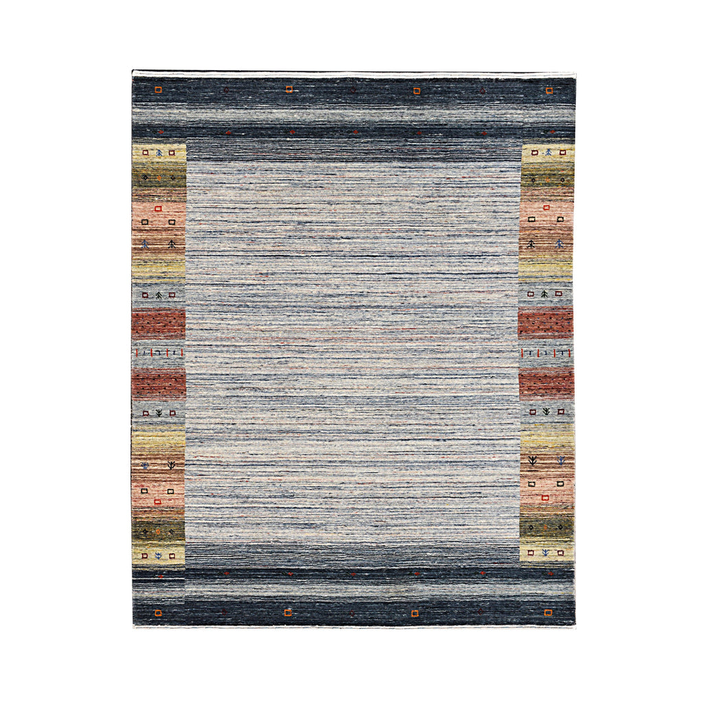 EORC Natural Gray Hand Knotted Wool Gabbeh Rug