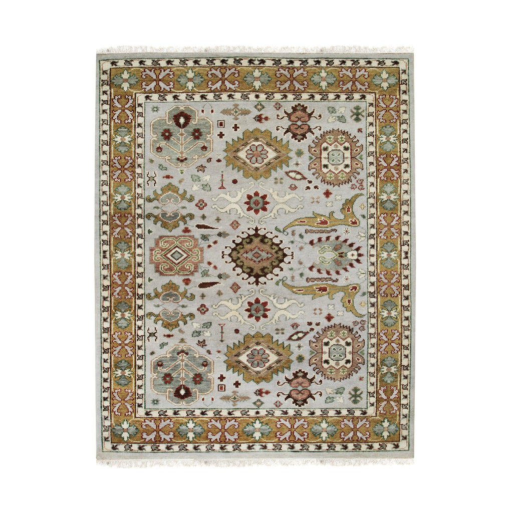 EORC Gray/Gold Hand Knotted Wool Knot Rug