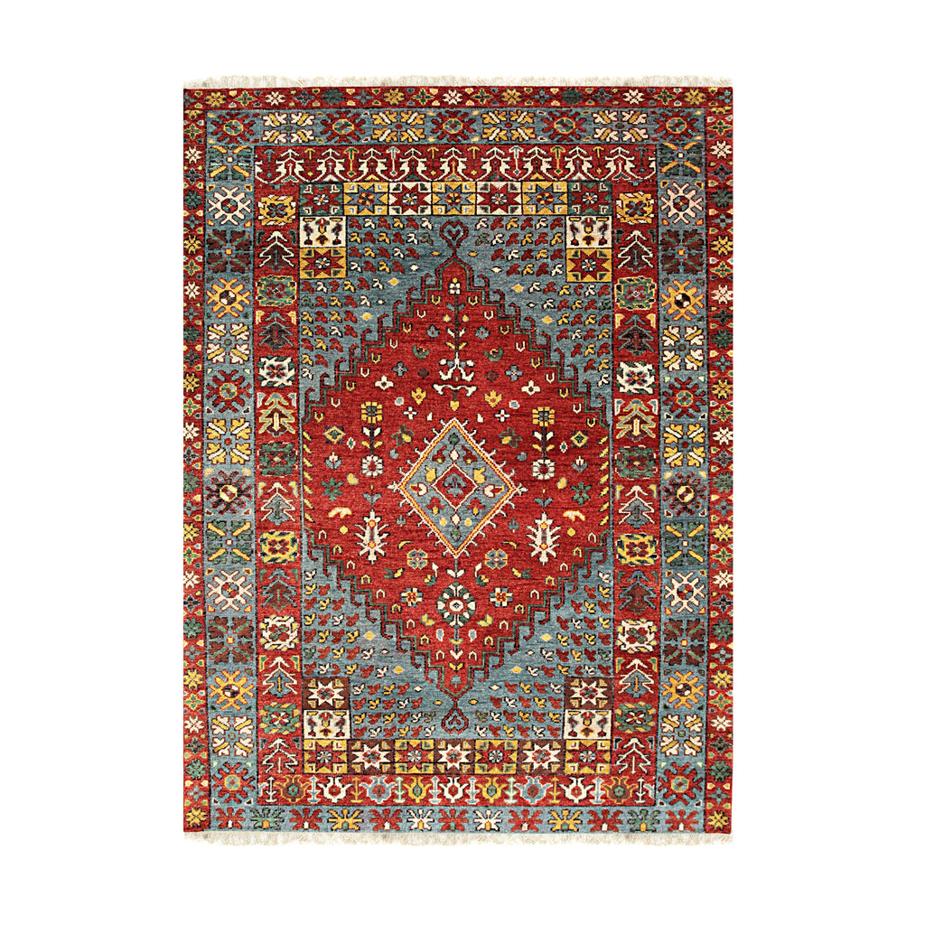 EORC Red Hand Knotted Wool Knot Rug