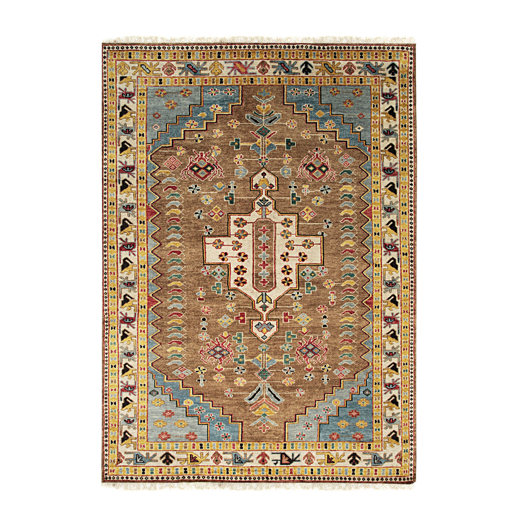 EORC Brown Hand Knotted Wool Knot Rug