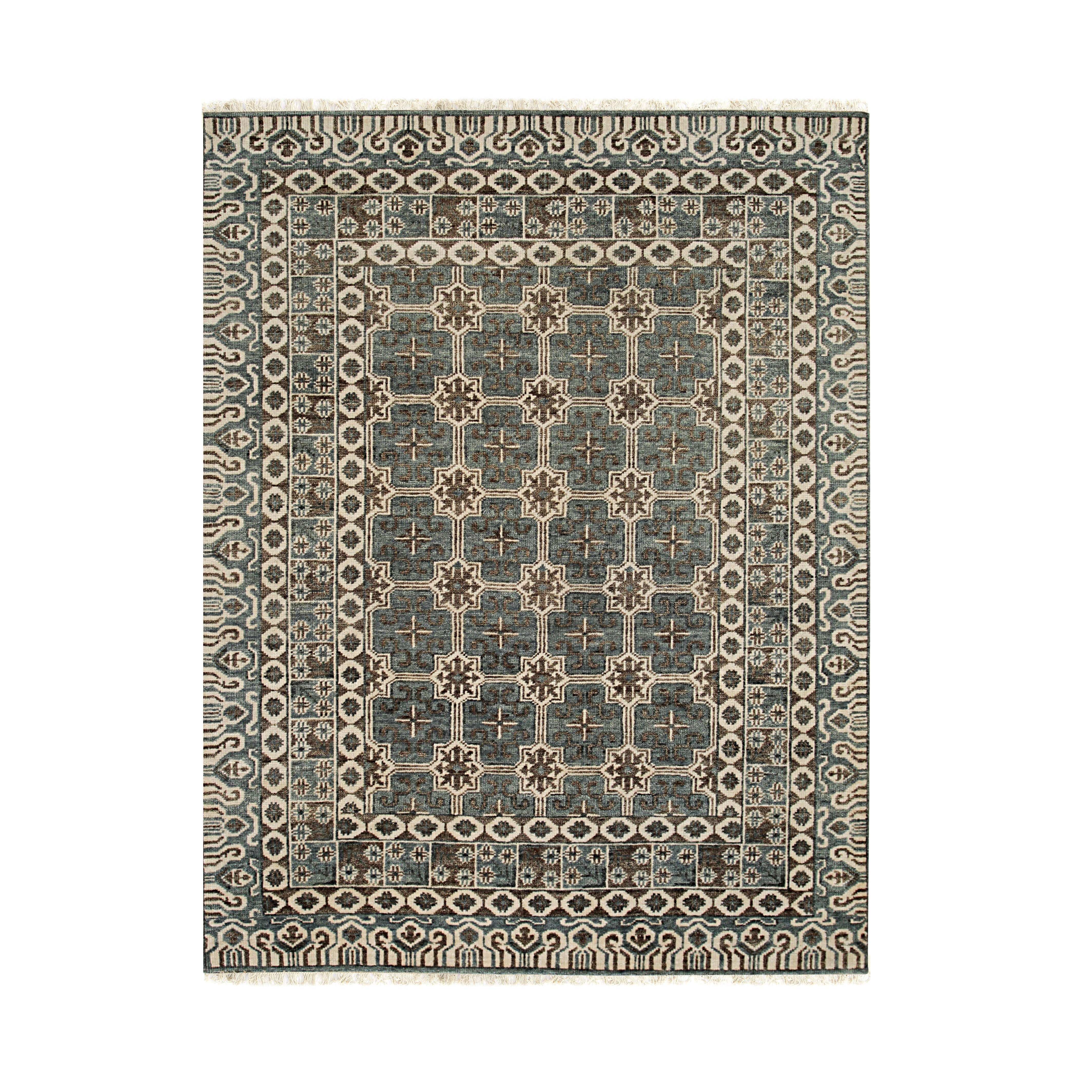 EORC Gray Hand Knotted Wool Knot Rug